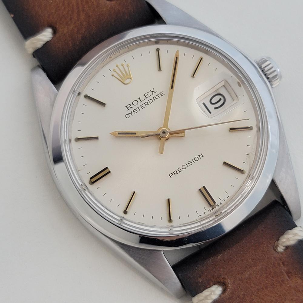 Mens Rolex Oysterdate Precision Ref 6694 34mm Manual Wind 1970s Vintage RA414B In Excellent Condition For Sale In Beverly Hills, CA