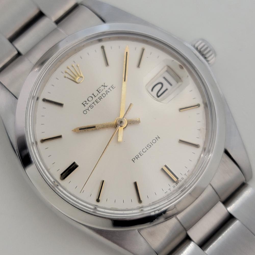 Mens Rolex Oysterdate Precision Ref 6694 34mm Manual Wind 1970s Vintage RA414S In Excellent Condition For Sale In Beverly Hills, CA