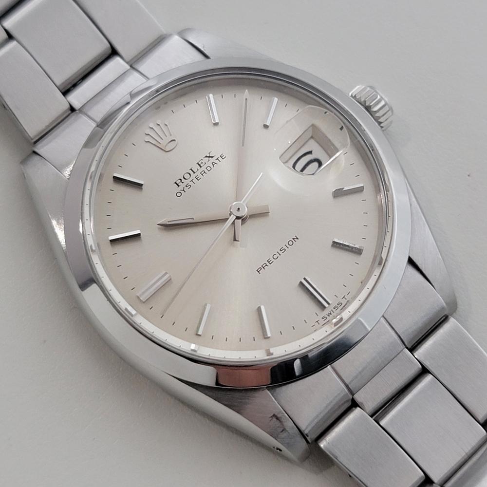 Mens Rolex Oysterdate Precision Ref 6694 34mm Manual Wind 1970s Vintage RA502 In Excellent Condition In Beverly Hills, CA