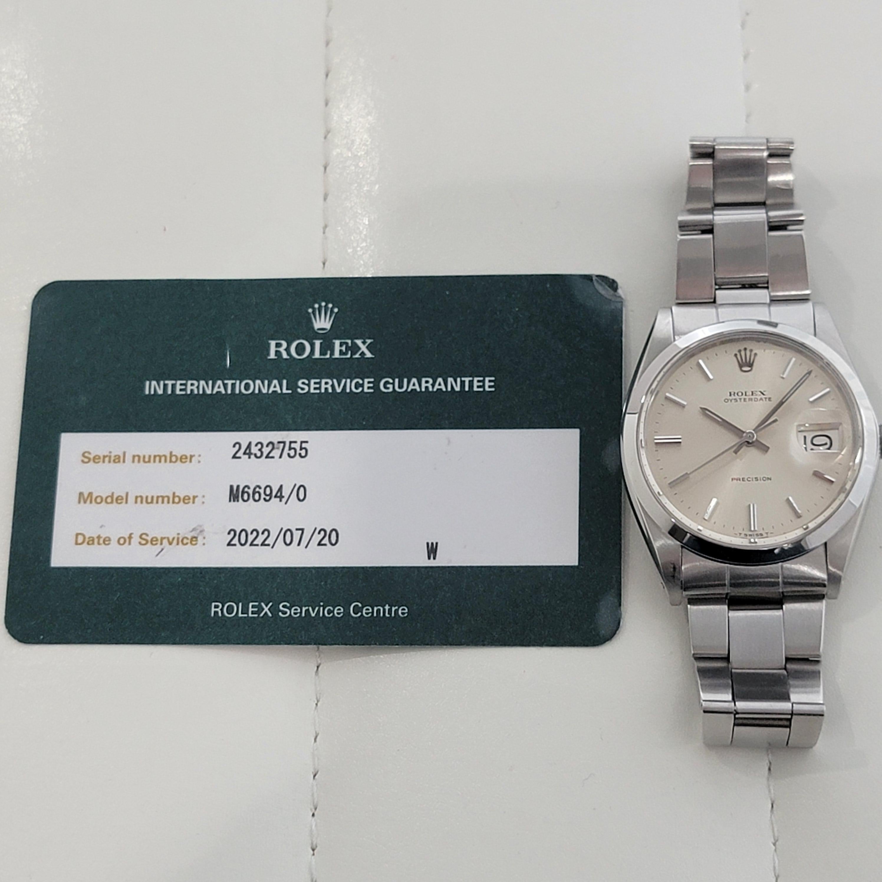 Mens Rolex Oysterdate Precision Ref 6694 34mm Manual Wind 1970s Vintage RA502 11