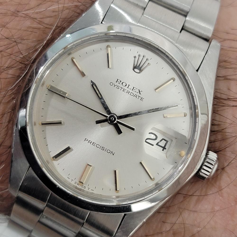 Mens Rolex Oysterdate Precision Ref 6694 34mm Manual Wind 1980s Swiss RA441 For Sale 9
