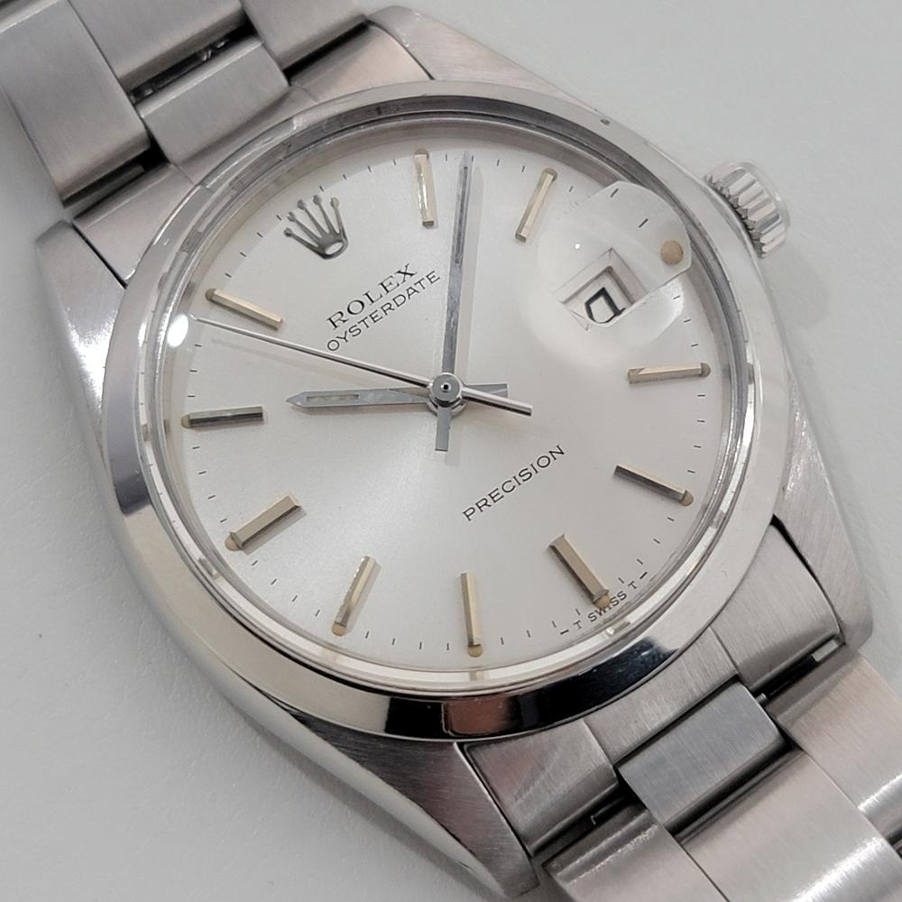 Mens Rolex Oysterdate Precision Ref 6694 34mm Manual Wind 1980s Swiss RA441 In Excellent Condition For Sale In Beverly Hills, CA