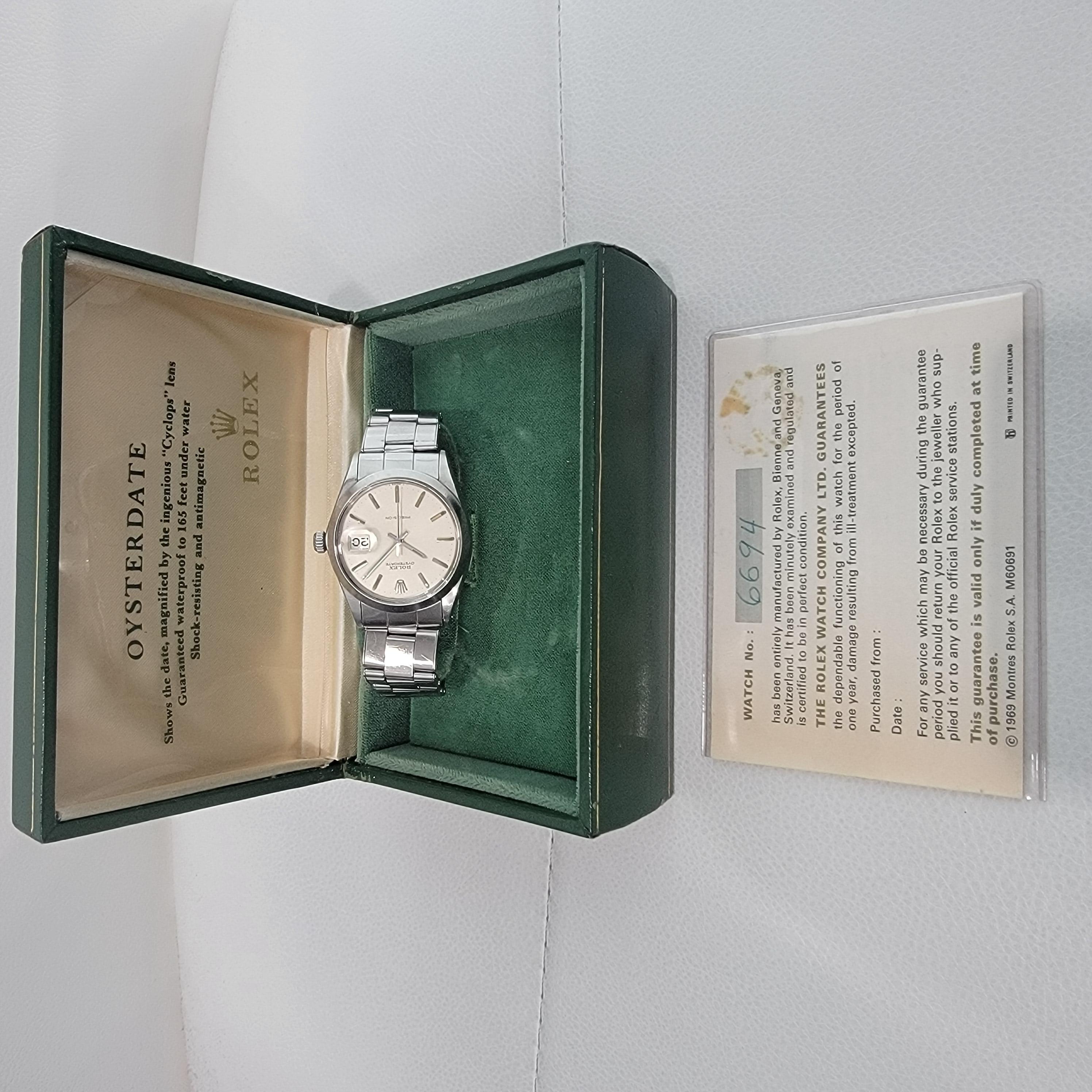 Rolex Oysterdate Precision avec boîte manuelle d'origine pour hommes, réf. 6694, années 1960 RA261 en vente 10