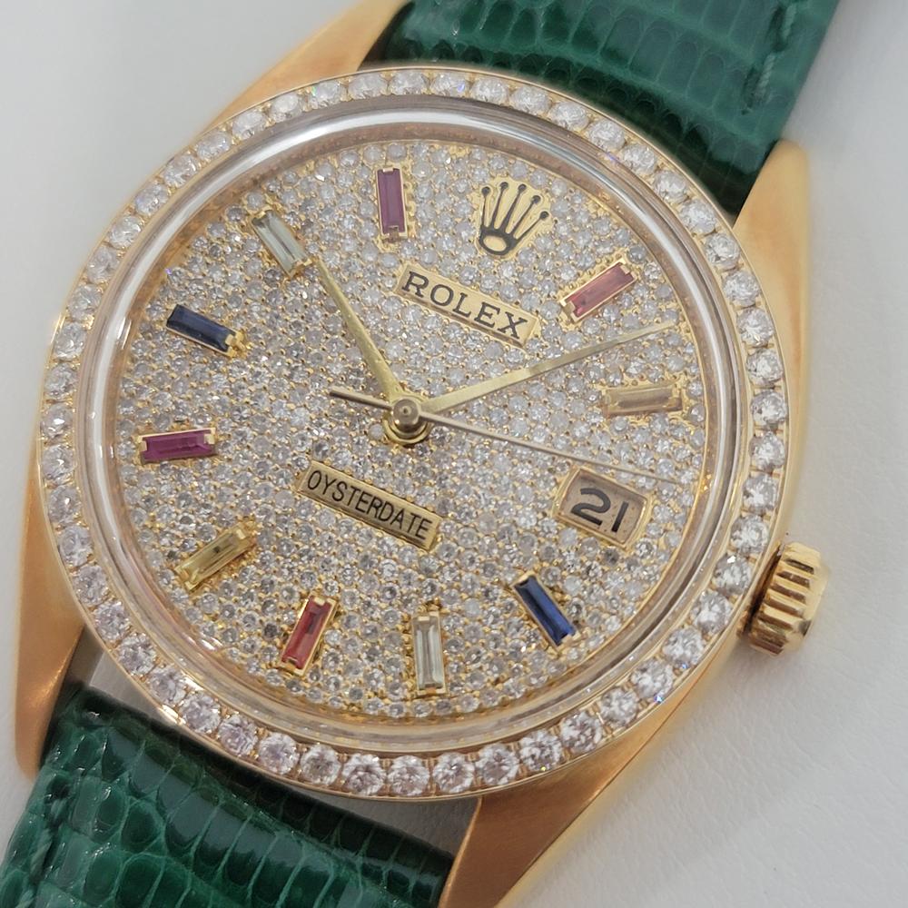 Mens Rolex Oysterdate Ref 6494 Gold-Capped 18k Diamond Bezel 1950s RA16 In Excellent Condition In Beverly Hills, CA