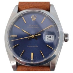 Mens Rolex Oysterdate Ref 6694 Blue Dial Hand-Wind 1980s w Paper RA217T