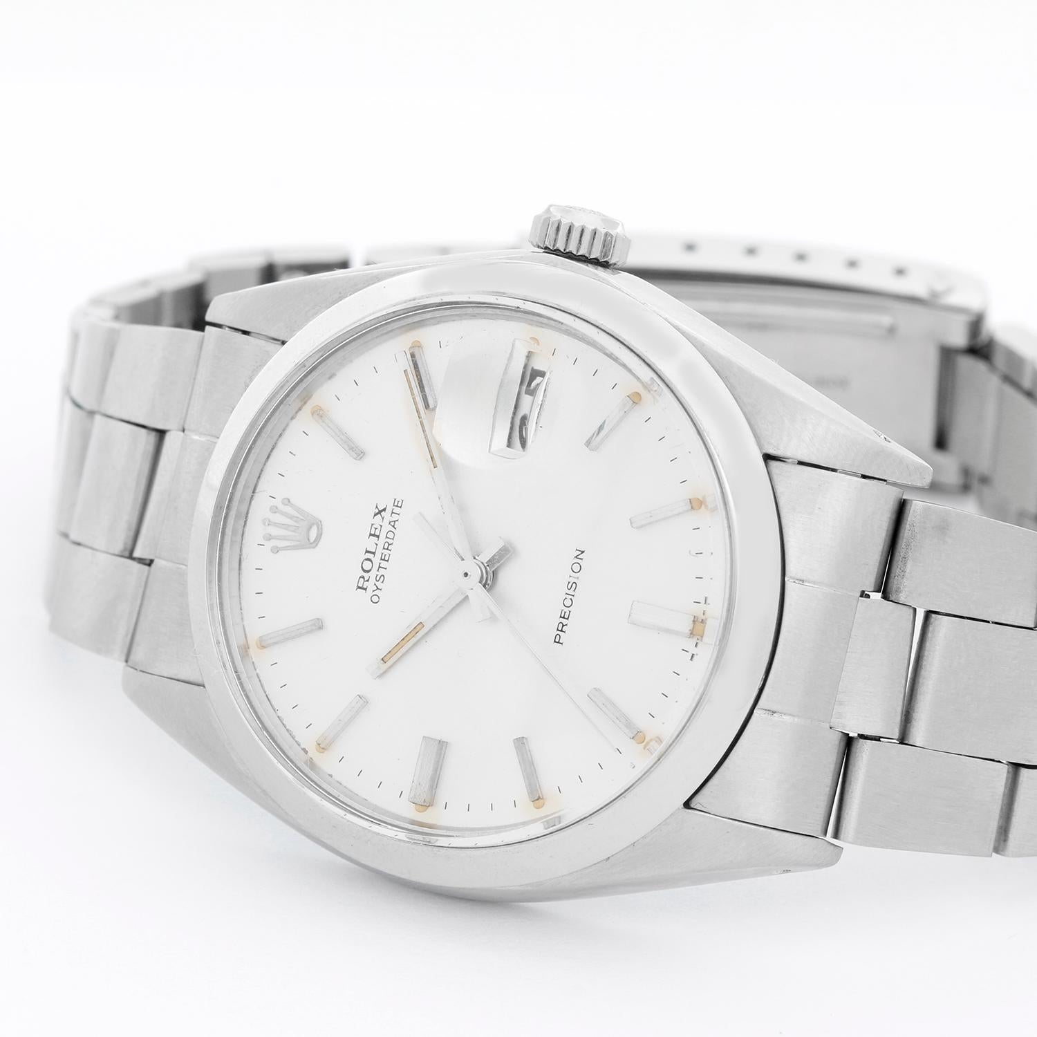 Men's Rolex Oysterdate Silver Dial Watch 6694 - Automatic winding. Stainless steel (34 mm ). Silver dial with stick hourmarkers. Oyster bracelet. Pre-owned with custom box