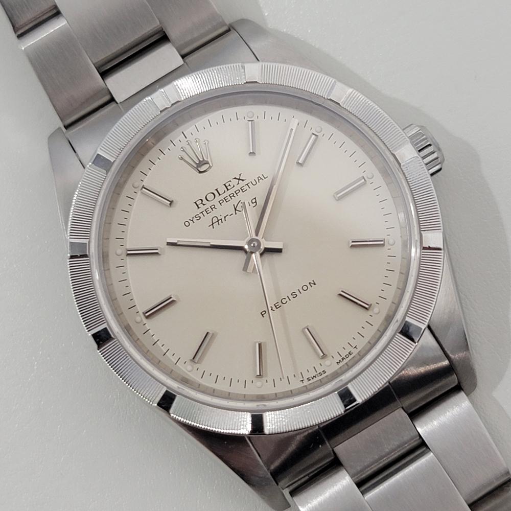 Mens Rolex Precision Ref 14010 Air King 35m Automatic w Paper 1990s RA478 In Excellent Condition For Sale In Beverly Hills, CA