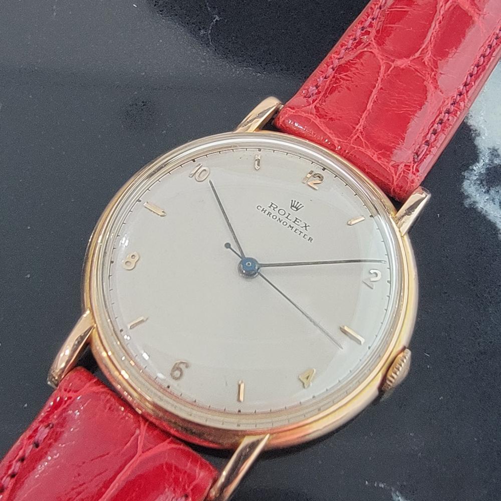 Mens Rolex Precision Ref 4282 14ct Solid Gold Manual Wind 1940s Swiss RA234 In Excellent Condition In Beverly Hills, CA