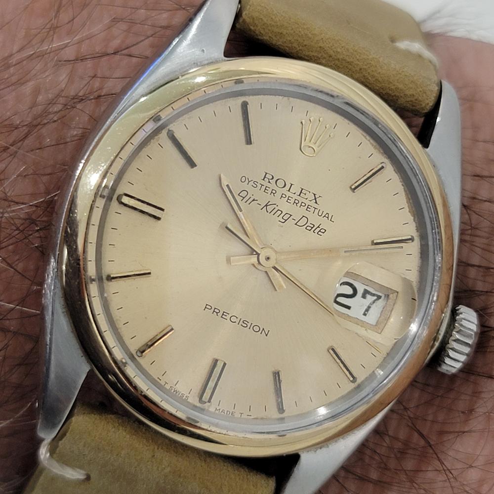 Mens Rolex Precision Ref 5701 35mm 14k SS Air King Date Automatic 1960s RA446 9