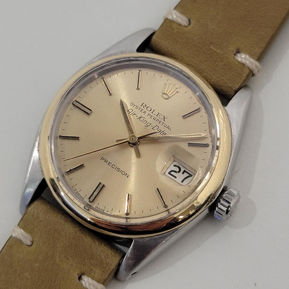 Men's Mens Rolex Precision Ref 5701 35mm 14k SS Air King Date Automatic 1960s RA446