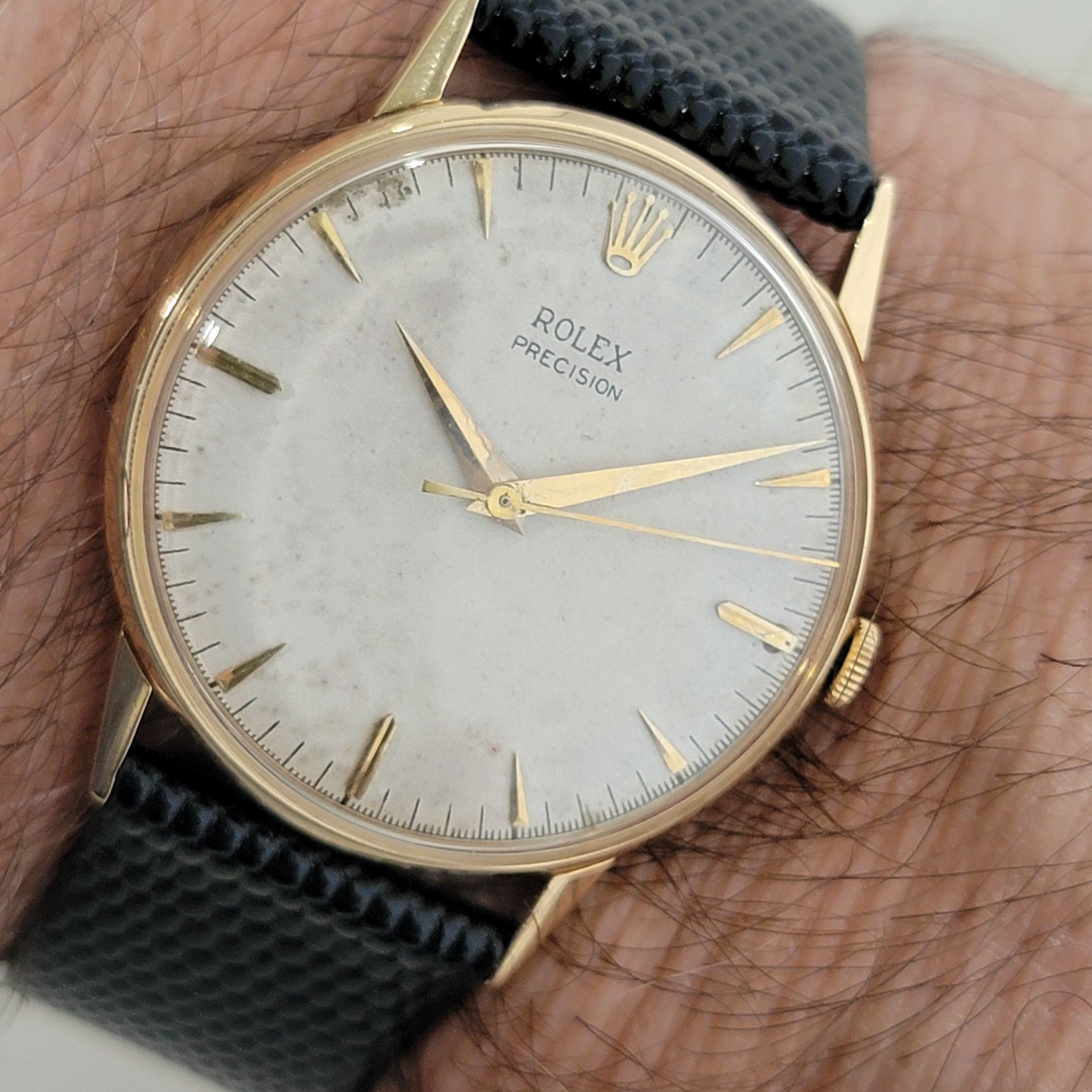 Mens Rolex Precision Ref 8961 34mm 18k Solid Gold Manual Wind 1950s Swiss RA463 9