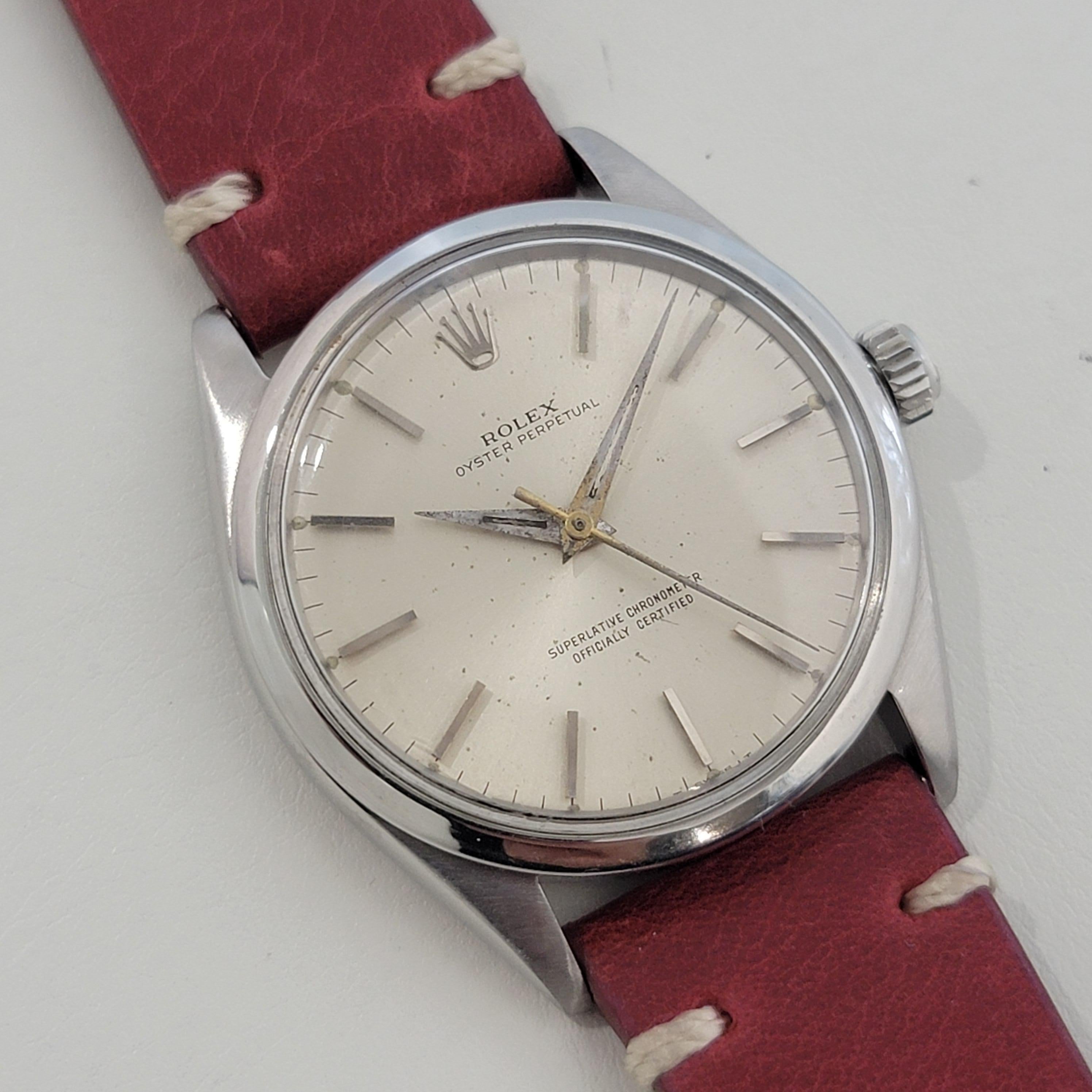Mens Rolex Ref 1002 Oyster Perpetual Automatic 1960s Swiss Vintage RA143R In Excellent Condition For Sale In Beverly Hills, CA