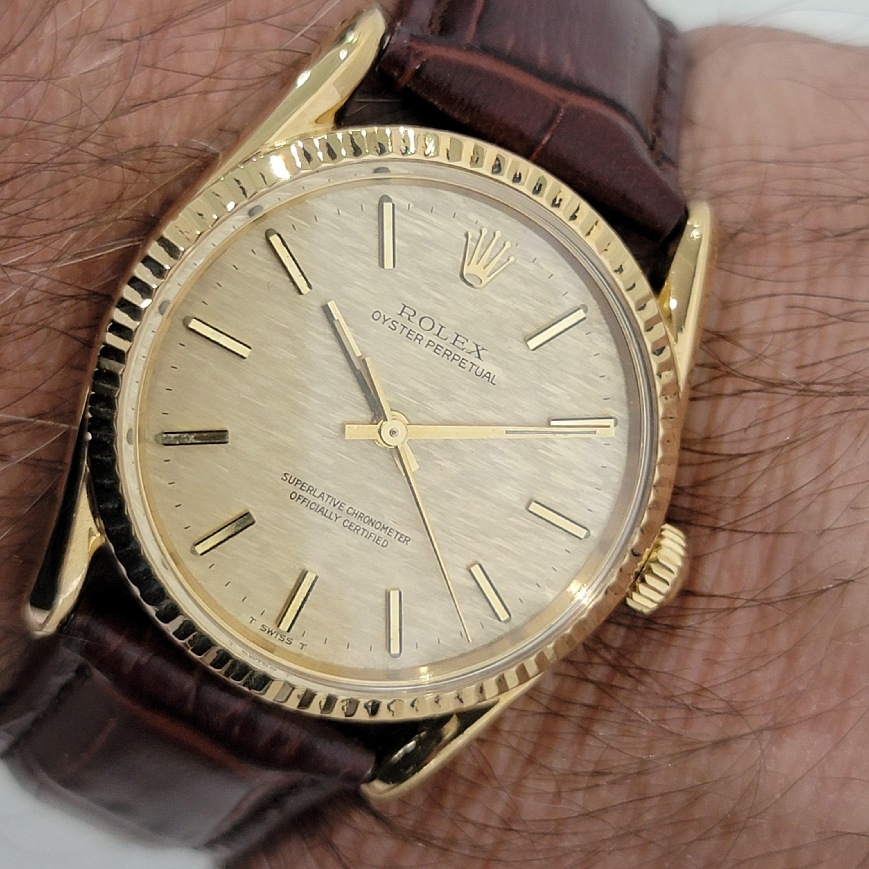 Mens Rolex Ref 1011 Oyster Perpetual 18k Gold Automatic 1970s Swiss RJC154 9