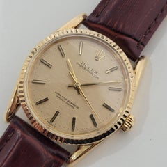 Mens Rolex Ref 1011 Oyster Perpetual 18k Gold Automatic 1970s Swiss RJC154