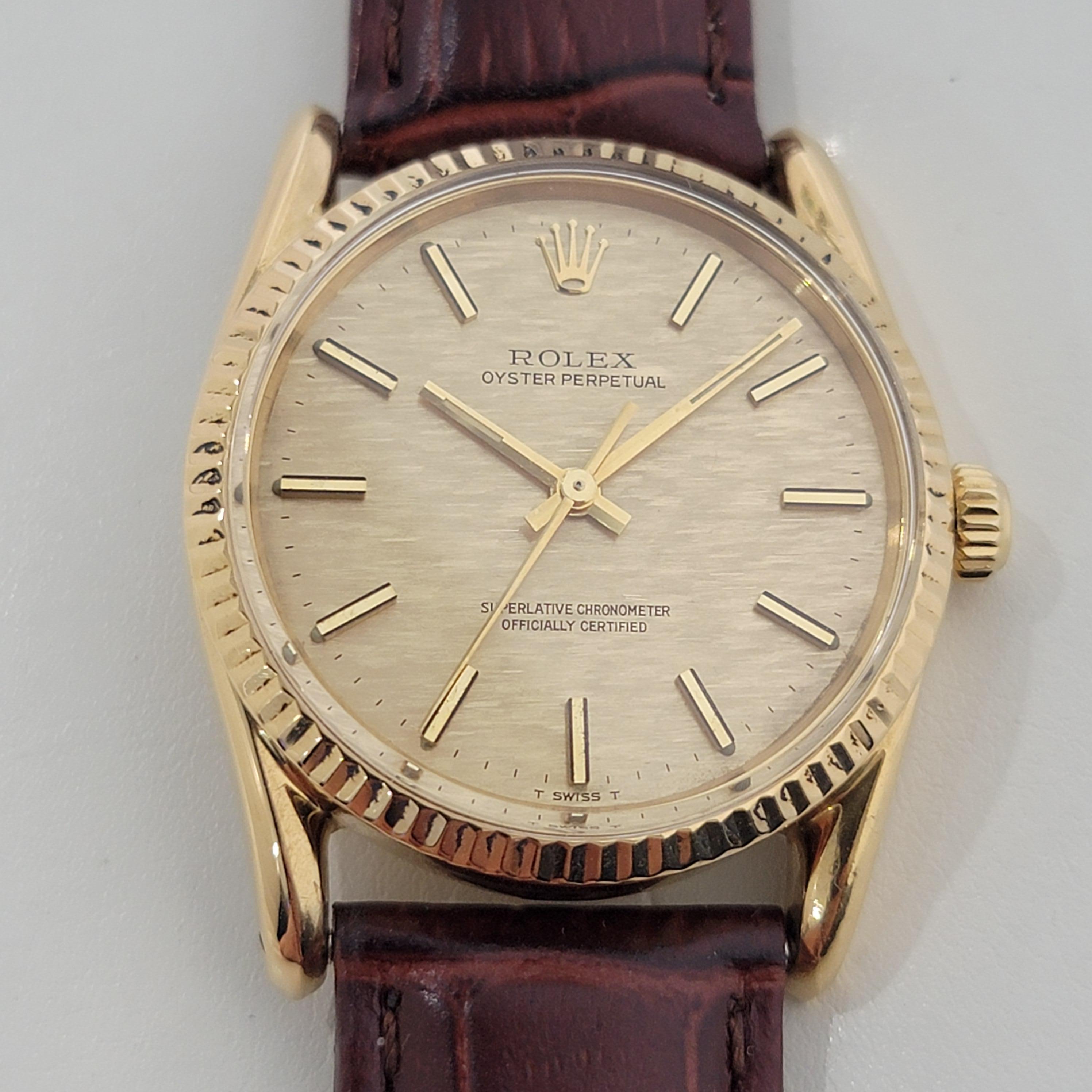 Men's Mens Rolex Ref 1011 Oyster Perpetual 18k Gold Automatic 1970s Swiss RJC154