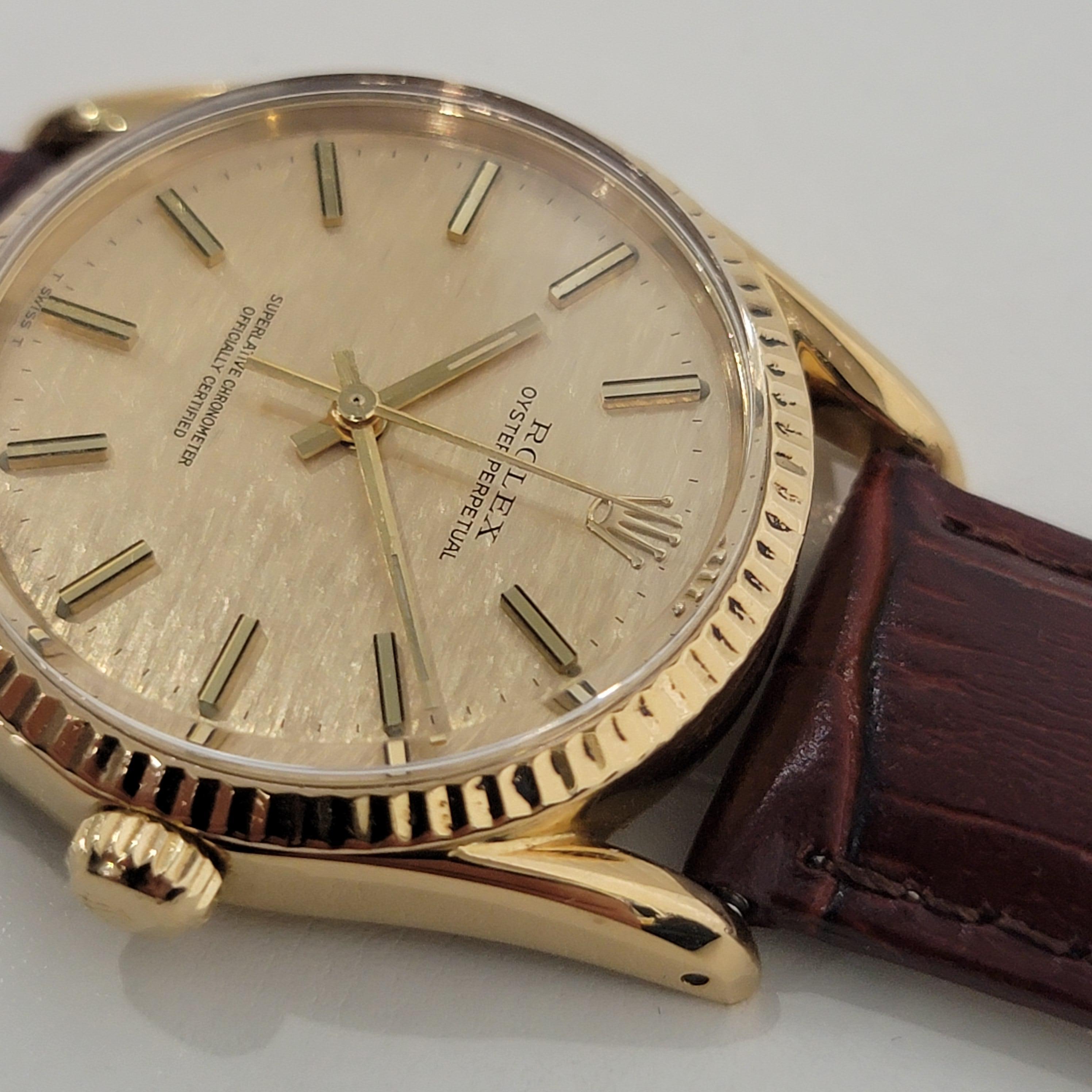 Mens Rolex Ref 1011 Oyster Perpetual 18k Gold Automatic 1970s Swiss RJC154 2