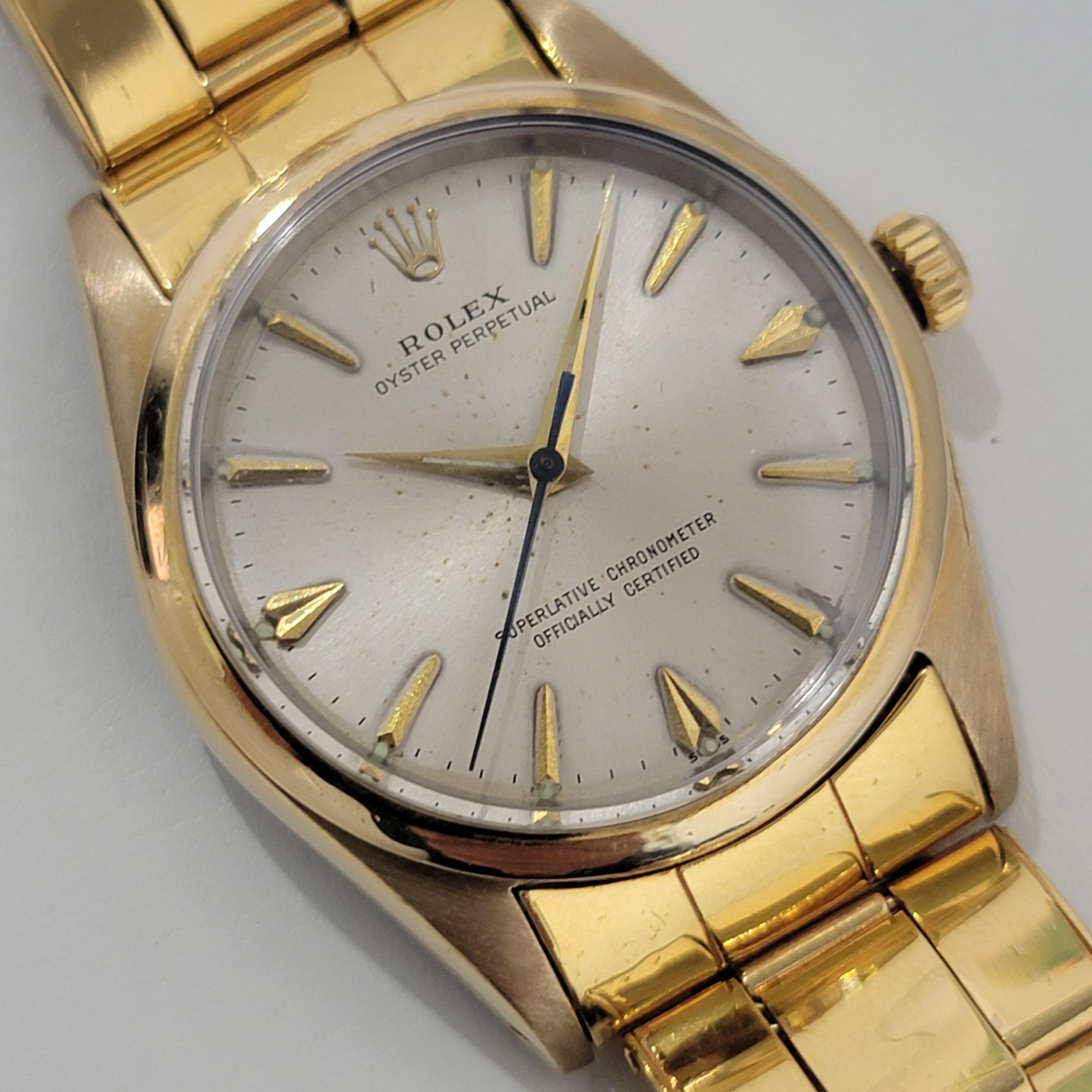 Contemporary Mens Rolex Ref 1014 Oyster Perpetual Gold Capped Automatic w Paper 1960s RA236 For Sale