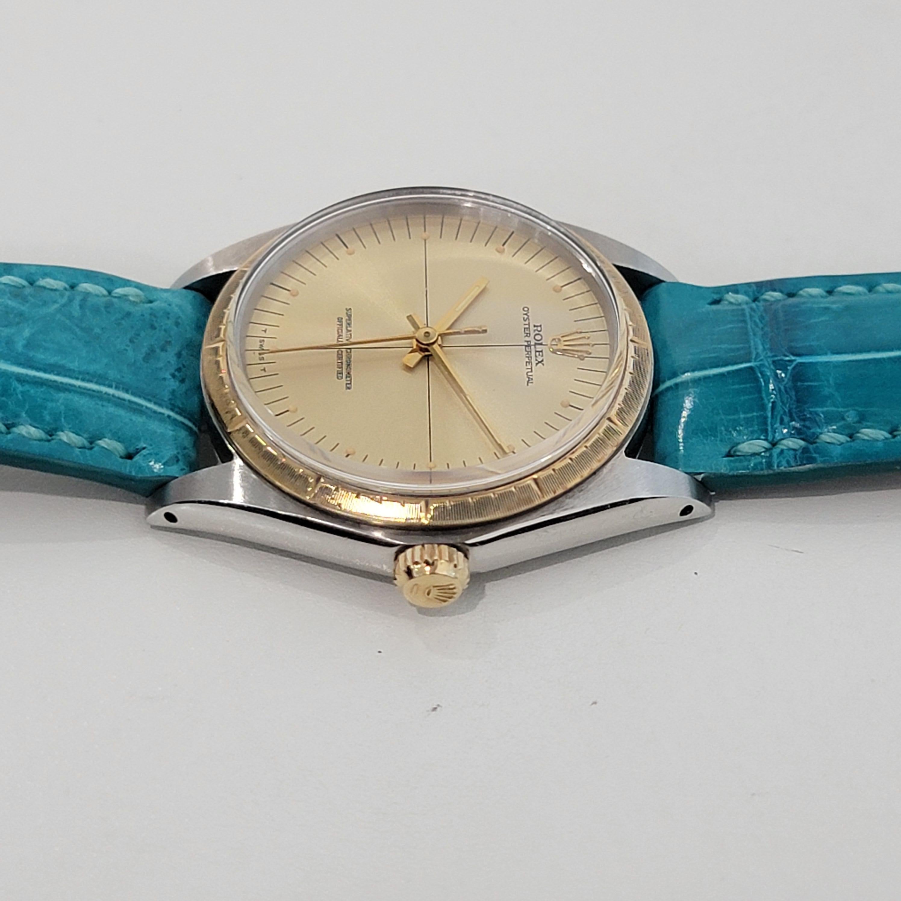 Mens Rolex Ref 1038 Oyster Perpetual 18k SS Automatic 1960s Vintage RJC185 1