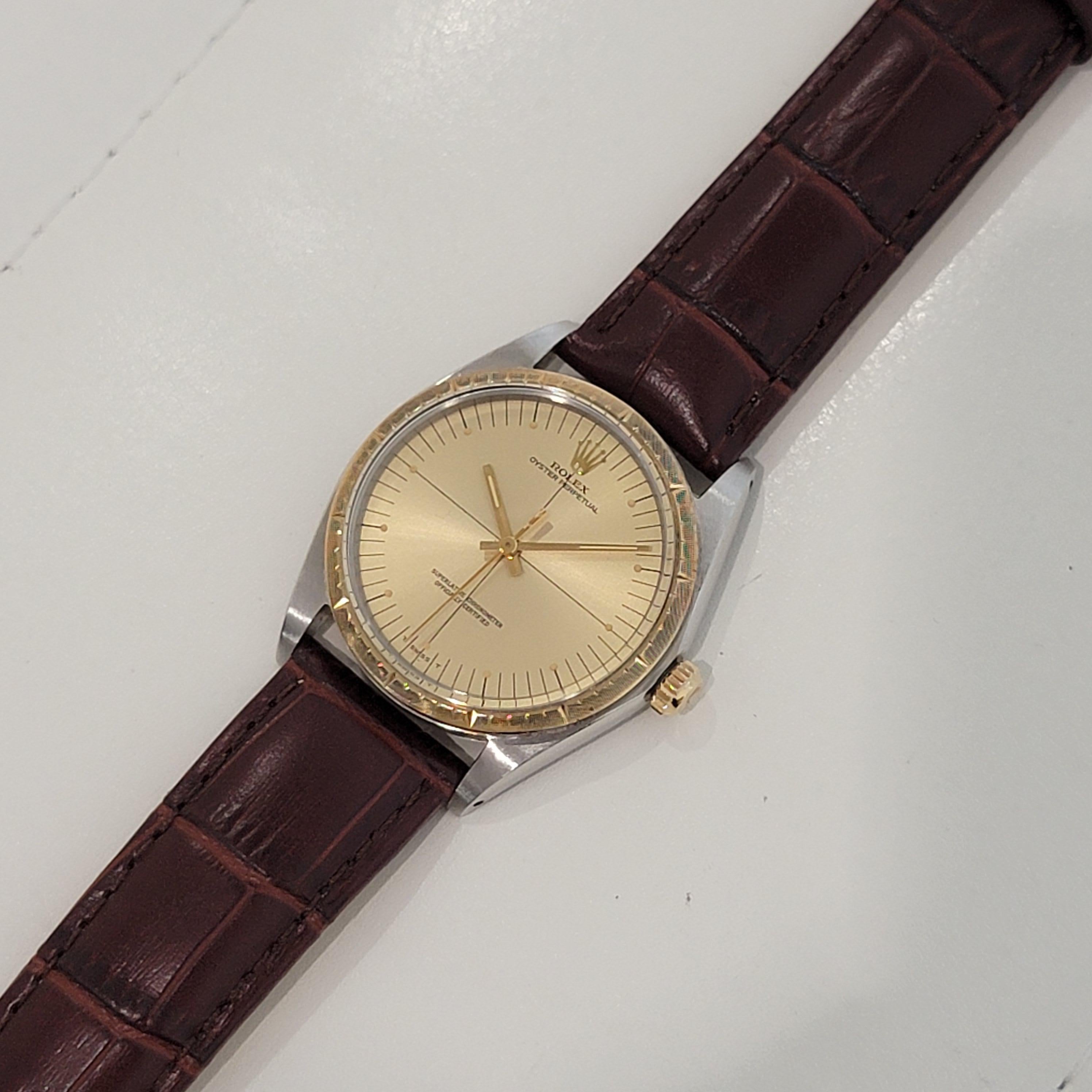 Mens Rolex Ref 1038 Oyster Perpetual 18k SS Automatic 1960s Vintage RJC185B 3