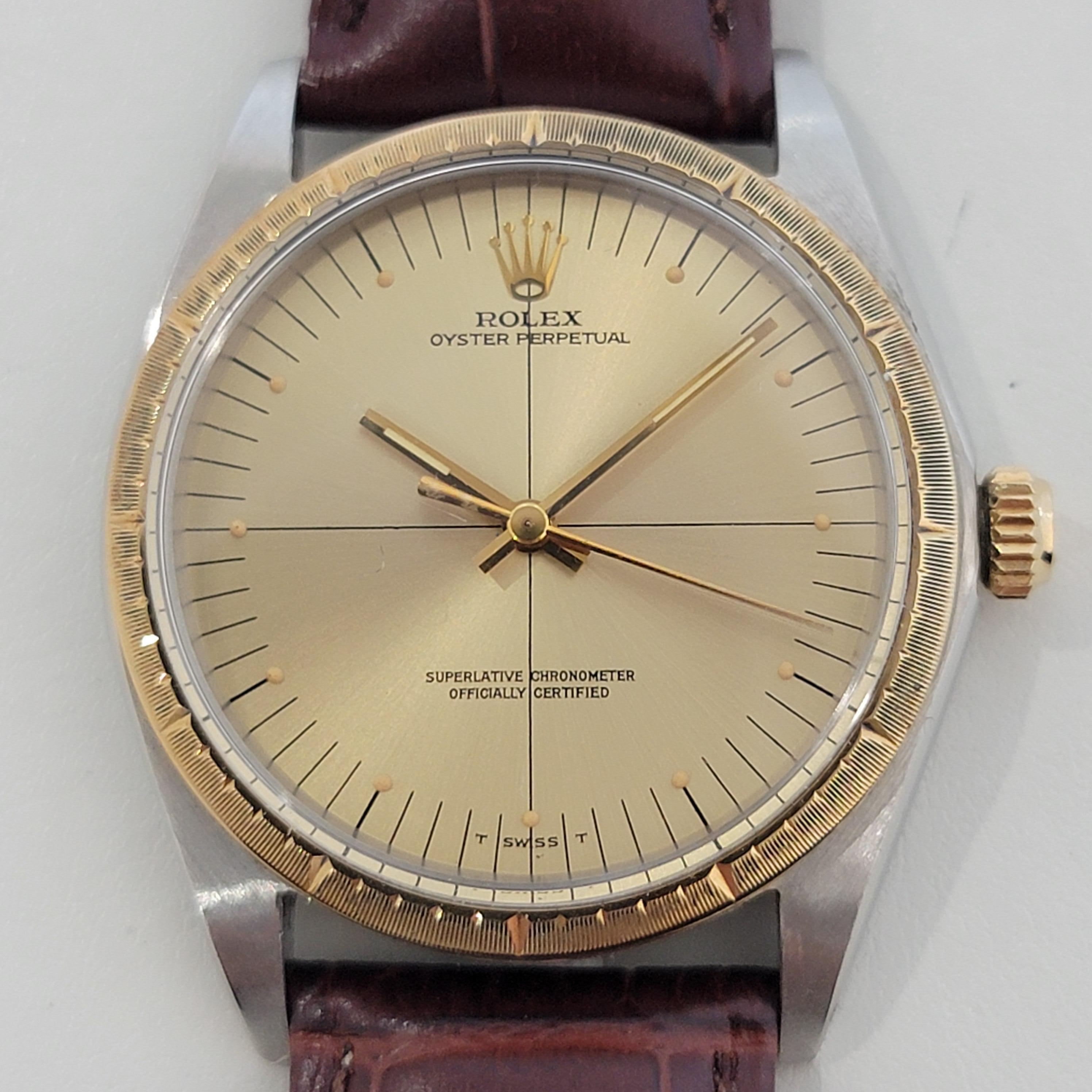 Men's Mens Rolex Ref 1038 Oyster Perpetual 18k SS Automatic 1960s Vintage RJC185B