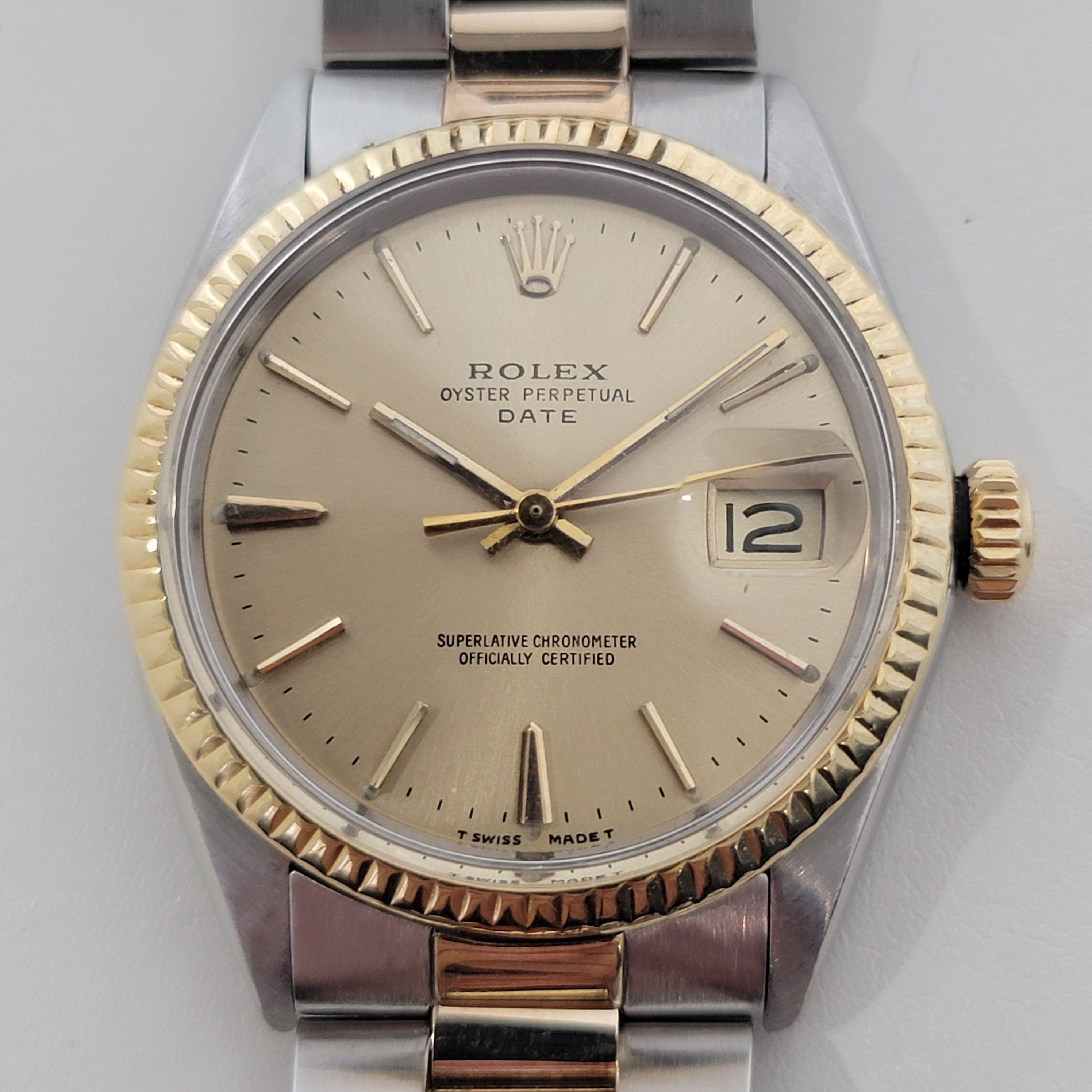 Men's Mens Rolex Ref 1500 Oyster Perpetual Date 14k Gold SS Automatic 1960s RA168 For Sale
