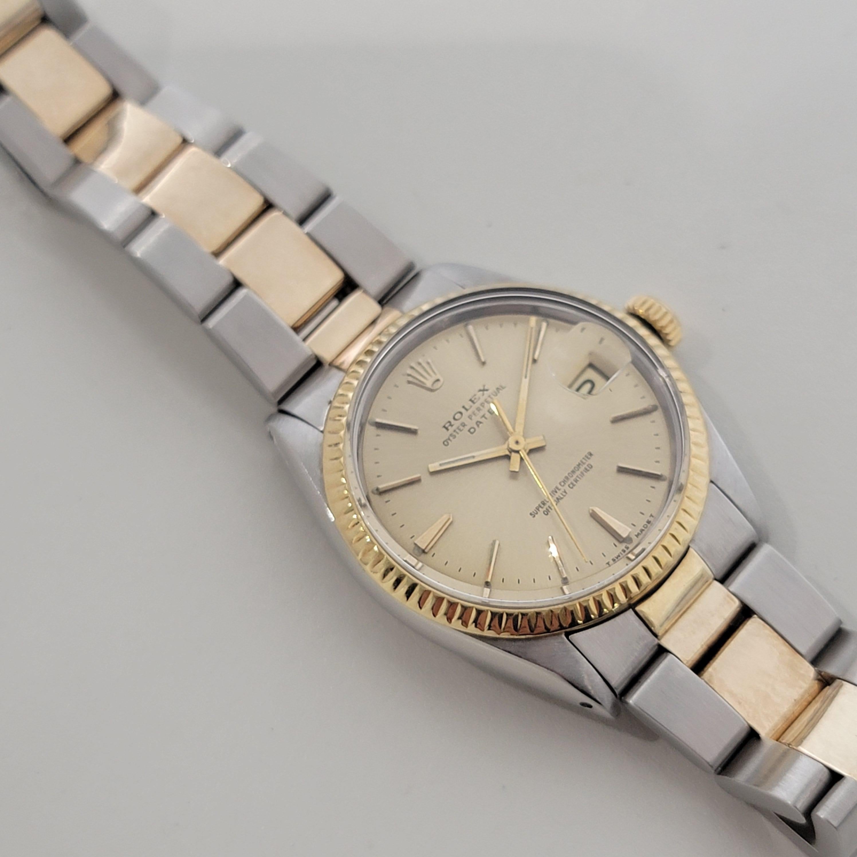 Mens Rolex Ref 1500 Oyster Perpetual Date 14k Gold SS Automatic 1960s RA168 For Sale 3