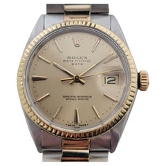 Mens Rolex Ref 1500 Oyster Perpetual Date 14k Gold SS Automatic 1960s RA168