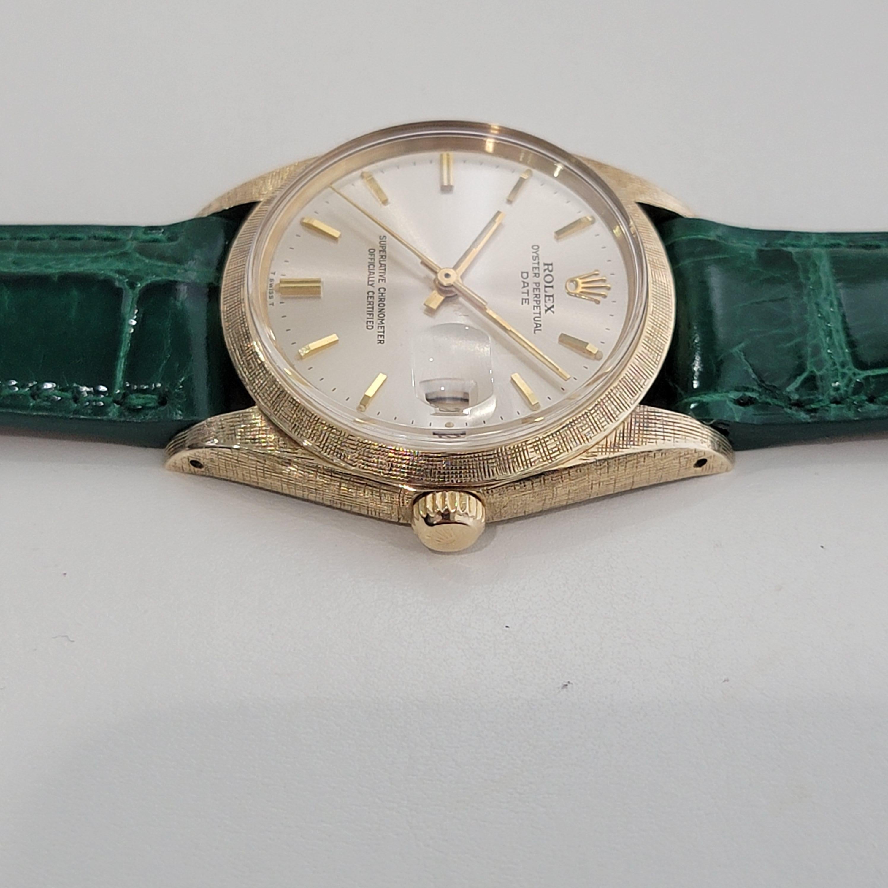 Mens Rolex Ref 1500 Oyster Perpetual Date 35mm 14K Gold Automatic 1960s RA267G 1