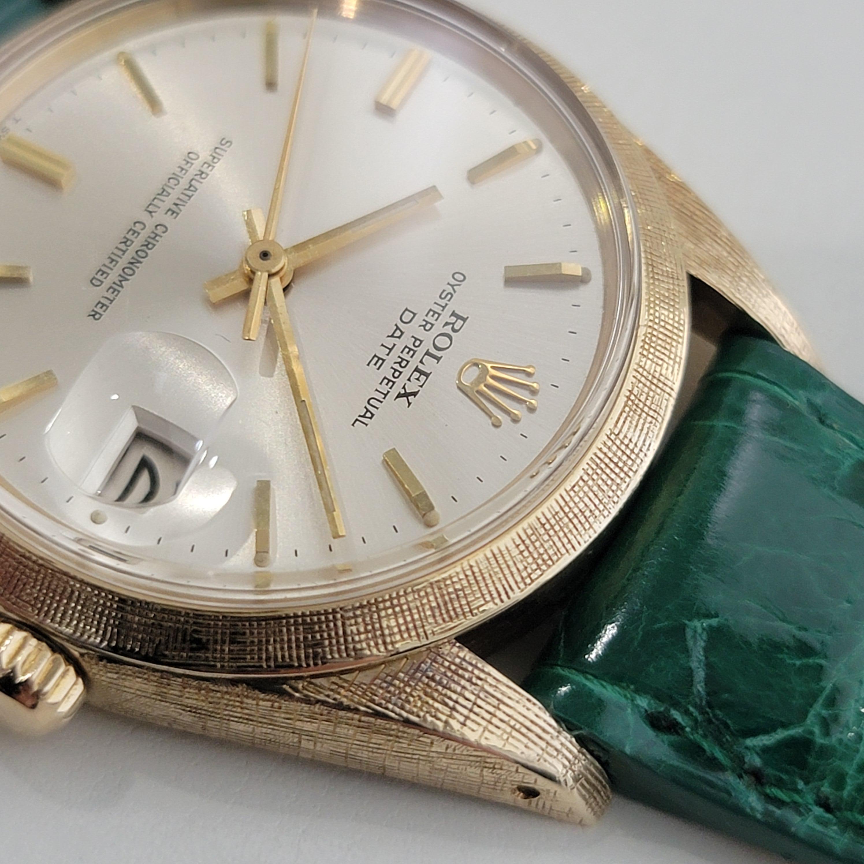 Mens Rolex Ref 1500 Oyster Perpetual Date 35mm 14K Gold Automatic 1960s RA267G 2