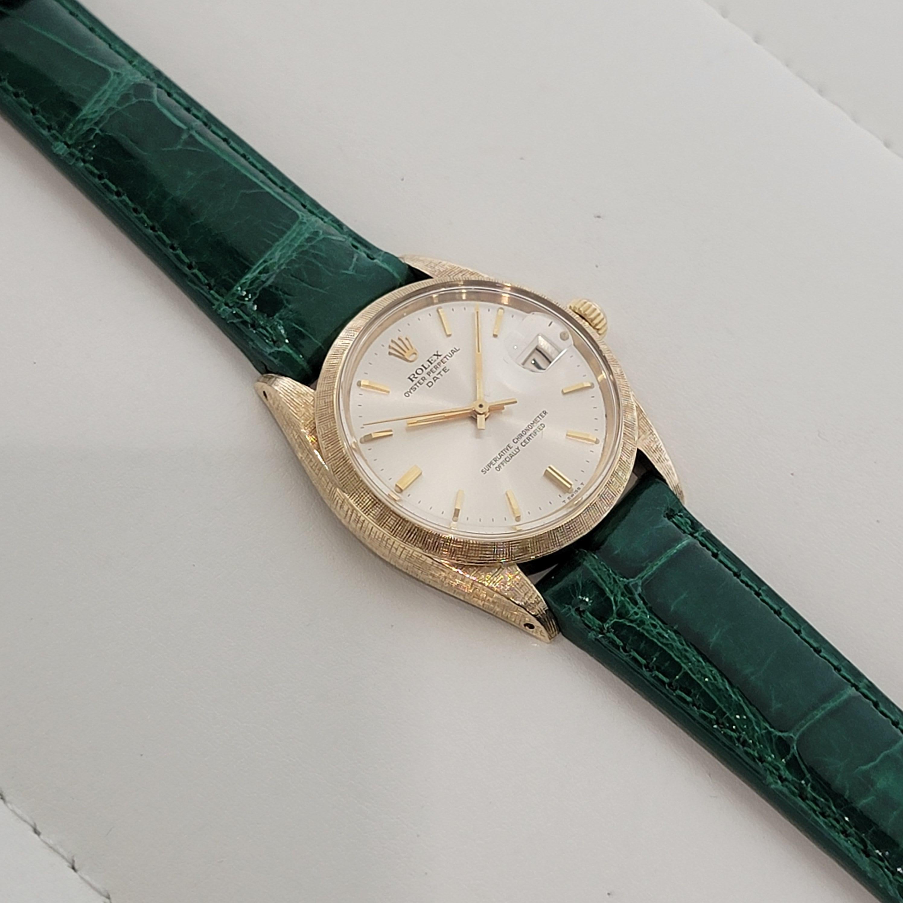 Mens Rolex Ref 1500 Oyster Perpetual Date 35mm 14K Gold Automatic 1960s RA267G 8