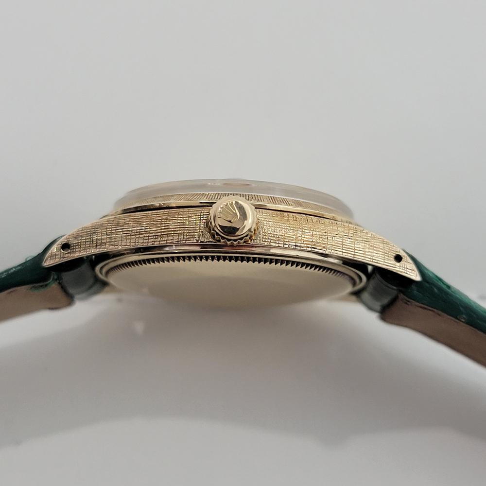 Mens Rolex Ref 1500 Oyster Perpetual Date 35mm 14K Gold Automatic 1960s RA267G 4