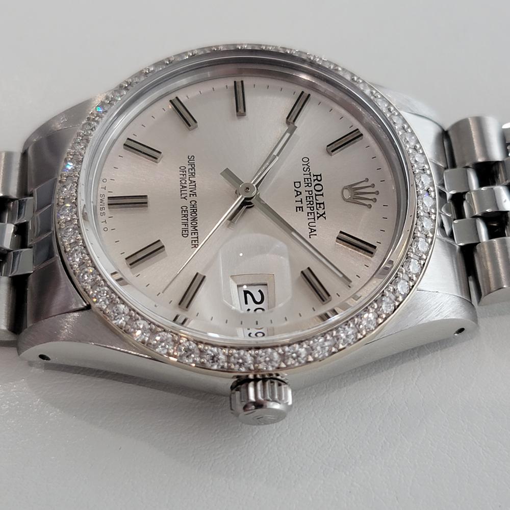 Men's Mens Rolex Ref 15000 Oyster Date 18k Diamond Bezel Automatic 1980s Swiss OM102