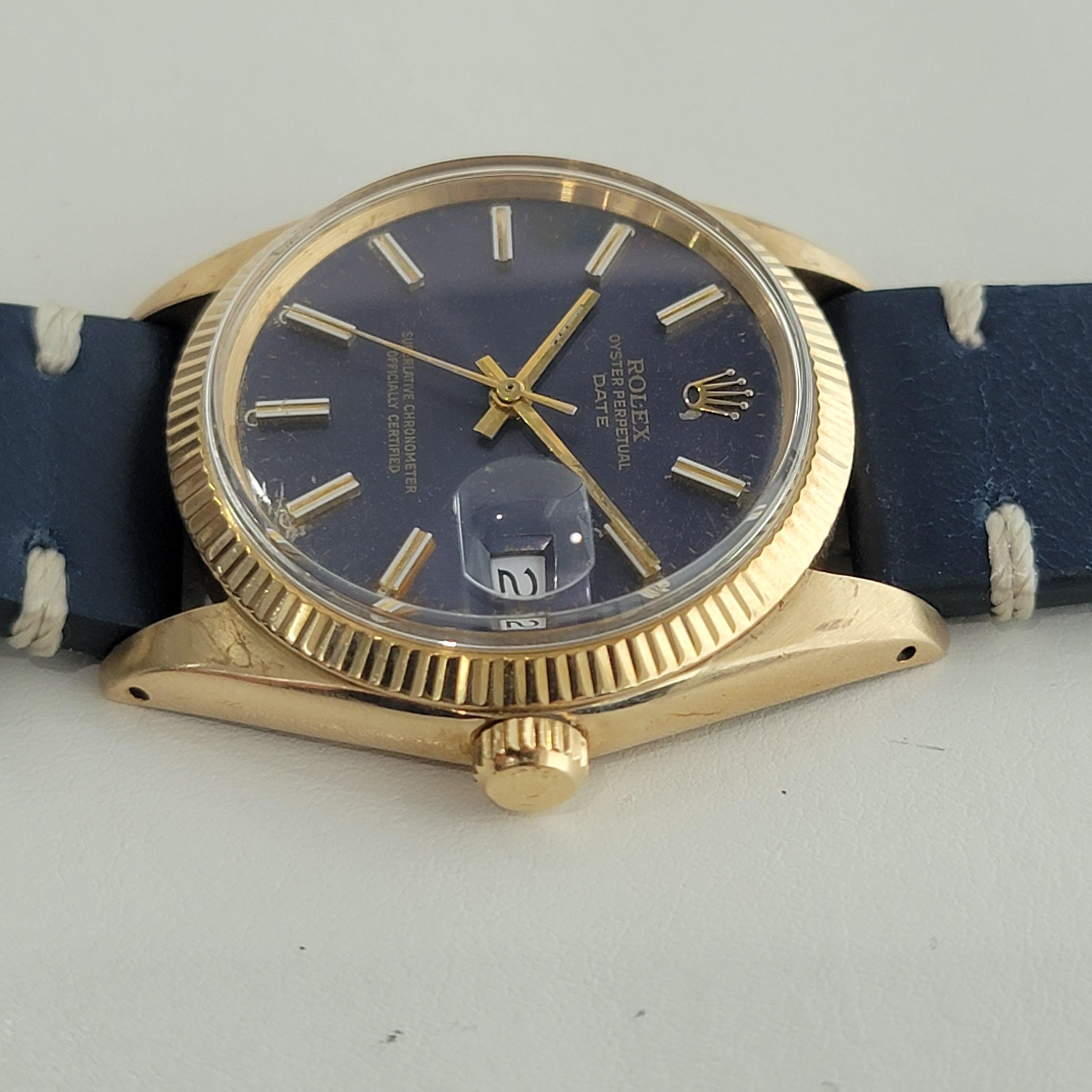 Men's Mens Rolex Ref 1503 Oyster Perpetual Date 14k Gold Automatic 1960s Swiss RA264B
