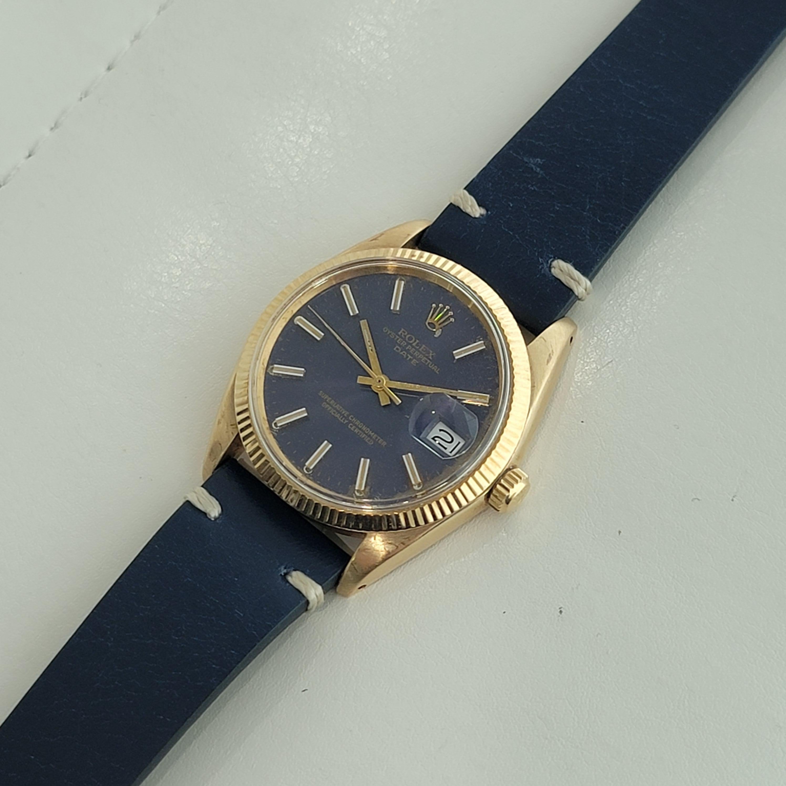 Mens Rolex Ref 1503 Oyster Perpetual Date 14k Gold Automatic 1960s Swiss RA264B 2