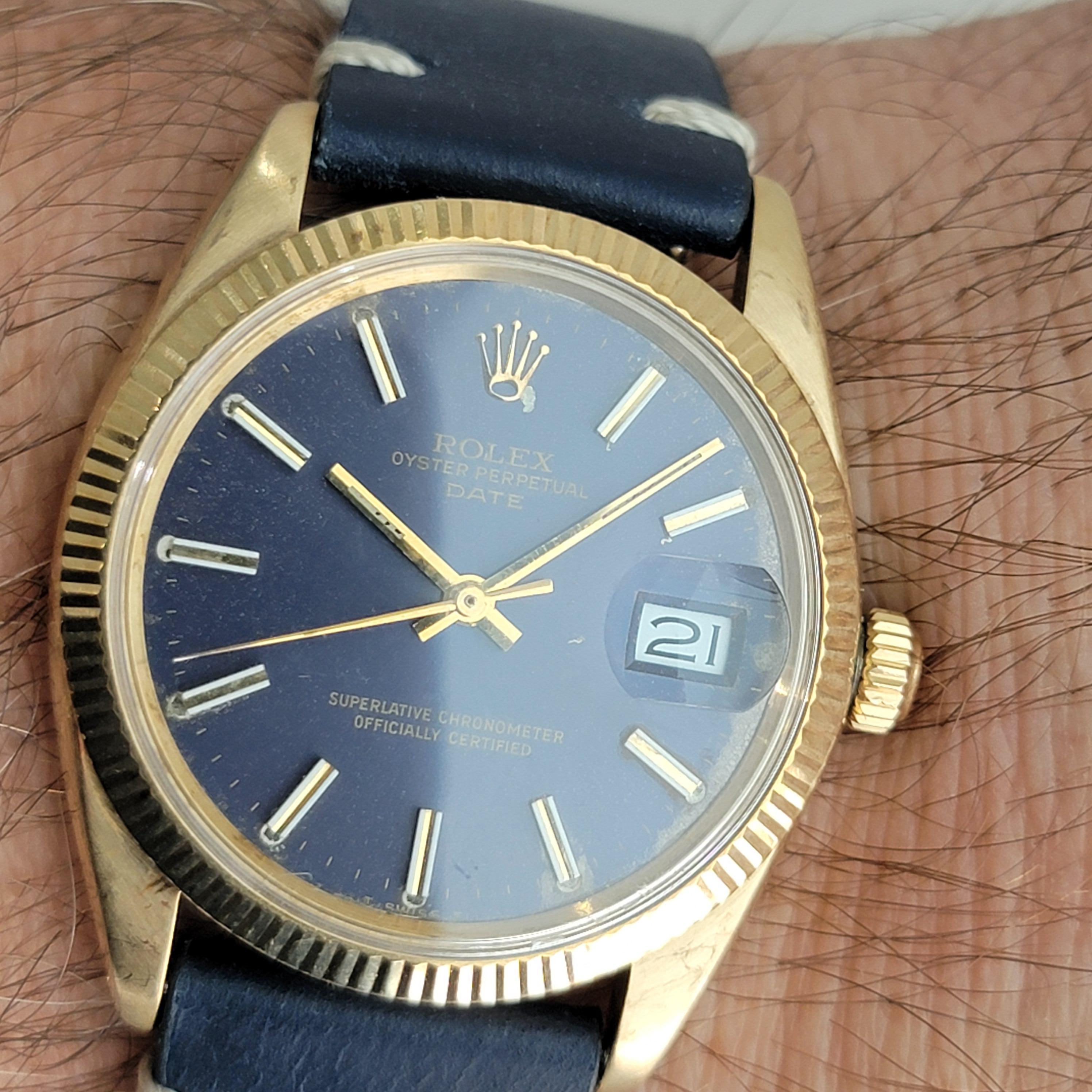 Mens Rolex Ref 1503 Oyster Perpetual Date 14k Gold Automatic 1960s Swiss RA264B 5