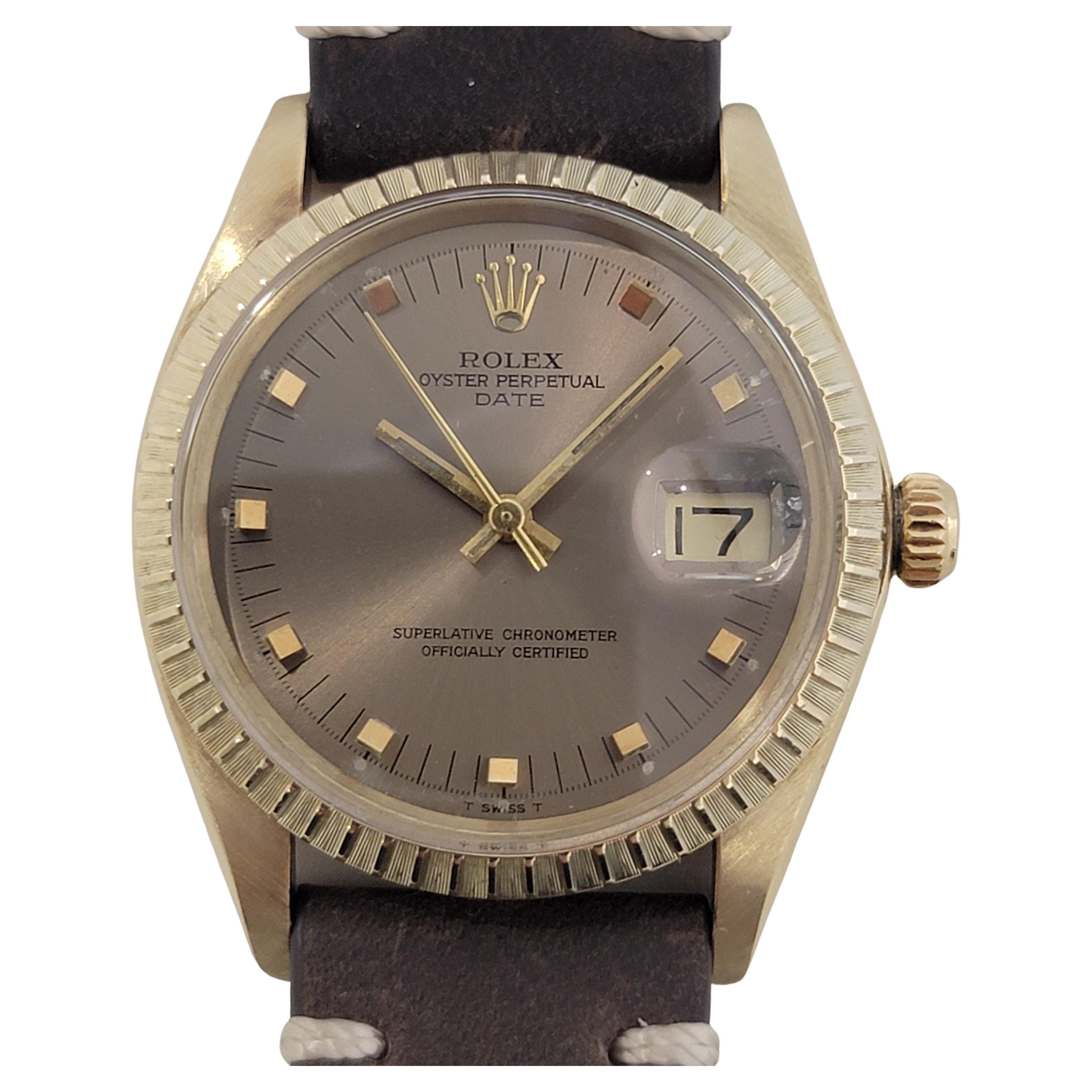 Rolex Oyster Perpetual Date Réf 1503 automatique en or 14 carats, années 1970 RJC120B