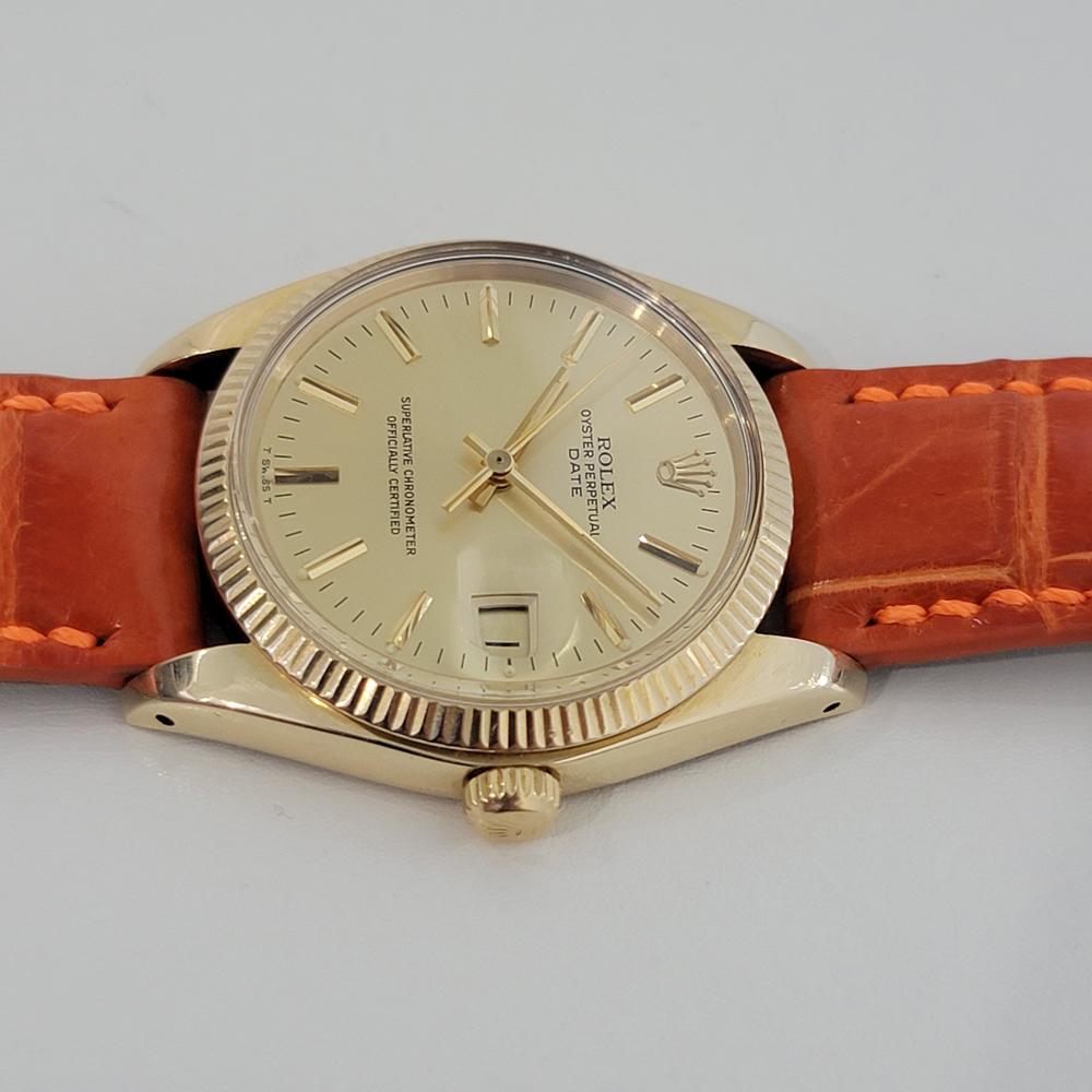 Herren Rolex Ref 1503 Oyster Perpetual Date 14k Gold Automatik 1970er Jahre Schweizer RJC192 1