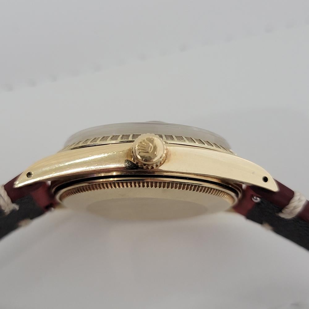 Mens Rolex Ref 1503 Oyster Perpetual Date 14k Solid Gold Automatic 1970s RJC120 For Sale 4