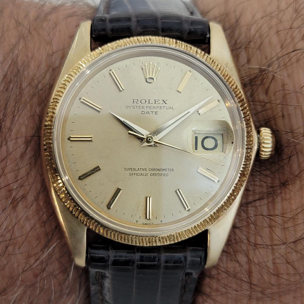 Mens Rolex Ref 1503 Oyster Perpetual Date 18k Solid Gold Automatic 1960s RJC156 For Sale 7