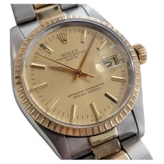 Herren Rolex Ref 1505 Oyster Perpetual Date 14k Gold SS Automatik 1970er Jahre RA165