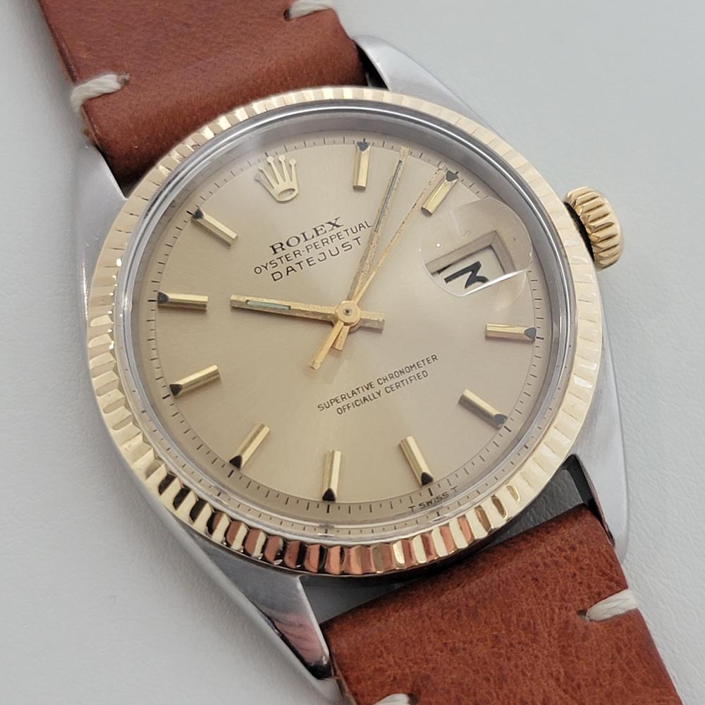 Mens Rolex Ref 1601 Oyster Datejust 18k Gold Ss Automatic 1960 Swiss RA318B In Excellent Condition For Sale In Beverly Hills, CA