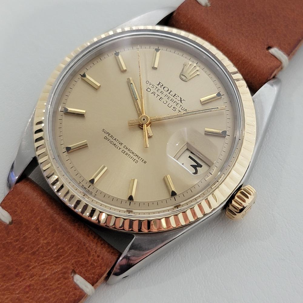 Men's Mens Rolex Ref 1601 Oyster Datejust 18k Gold Ss Automatic 1960 Swiss RA318B For Sale