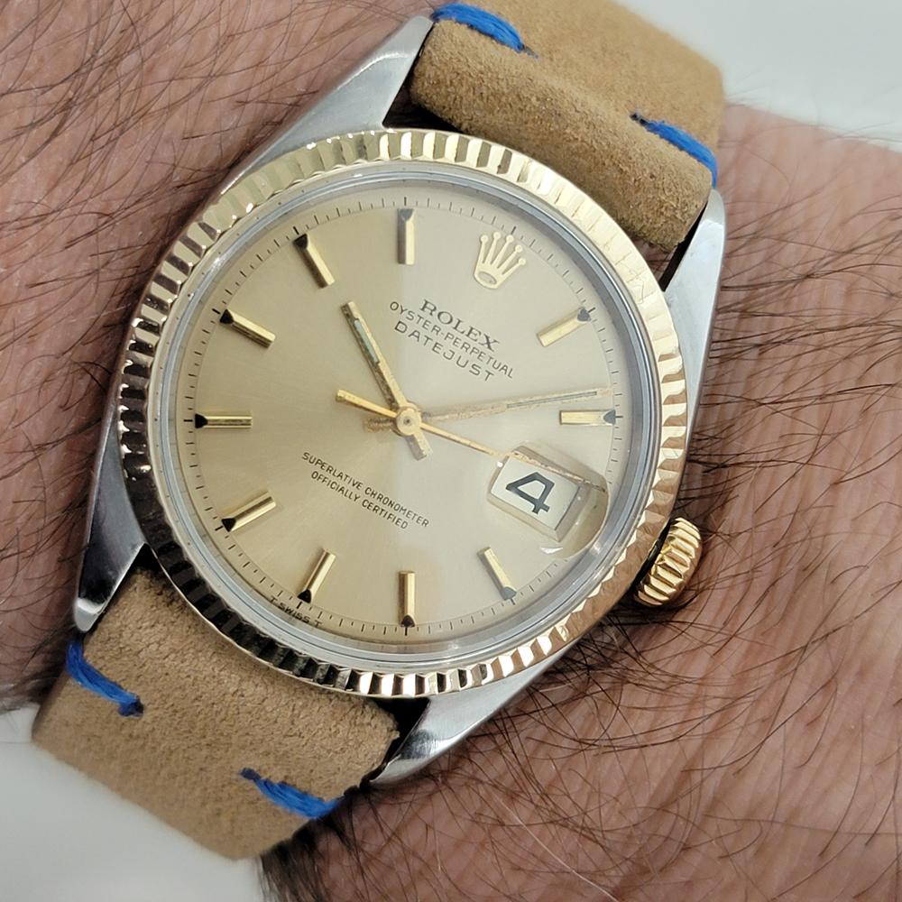 Mens Rolex Ref 1601 Oyster Datejust 18k Gold SS Automatic 1960s Vintage RA318 For Sale 9