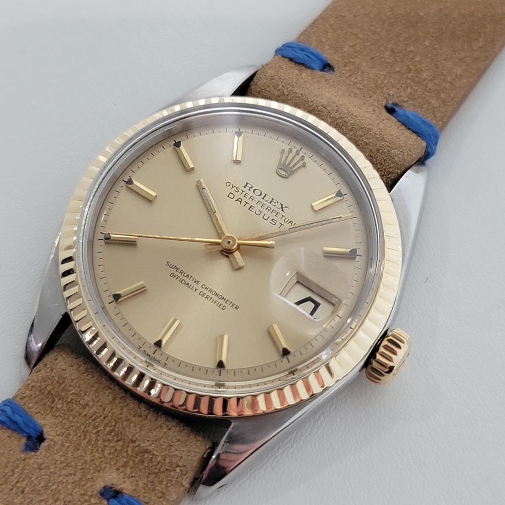 Men's Mens Rolex Ref 1601 Oyster Datejust 18k Gold SS Automatic 1960s Vintage RA318 For Sale