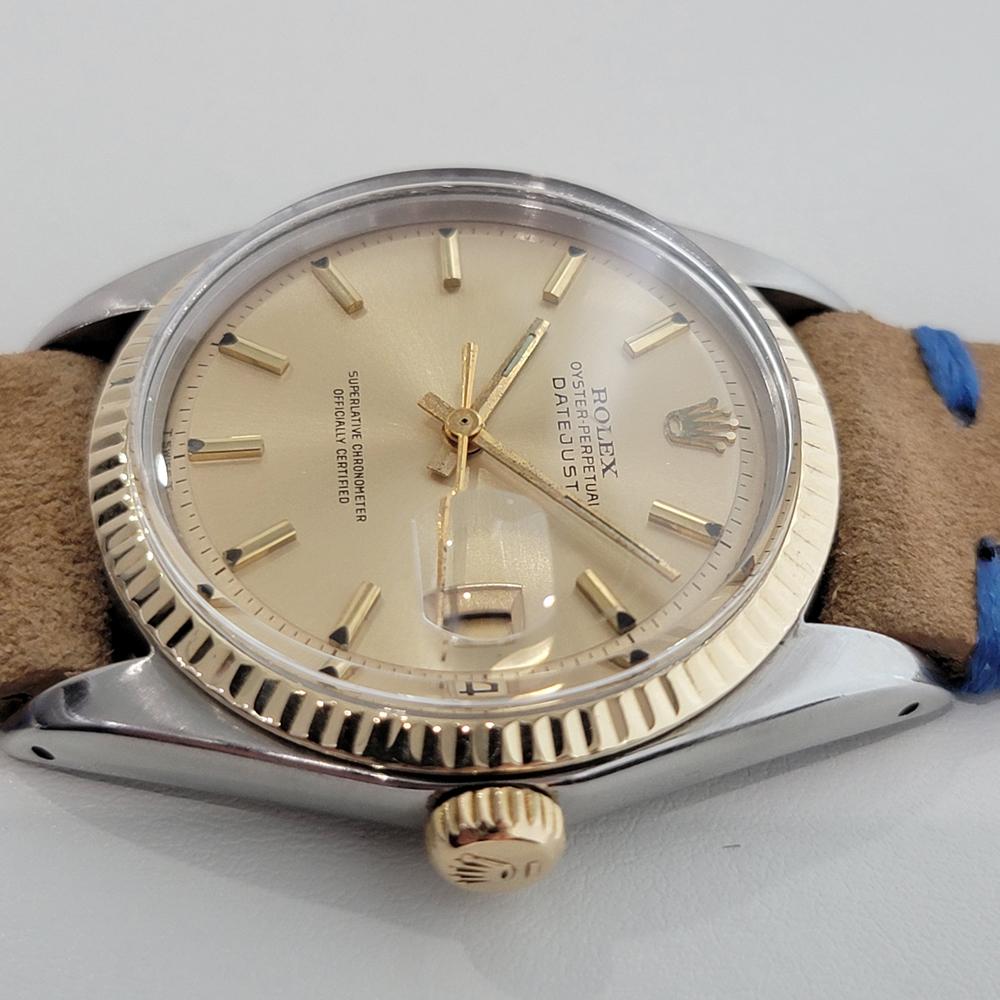Mens Rolex Ref 1601 Oyster Datejust 18k Gold SS Automatic 1960s Vintage RA318 For Sale 1