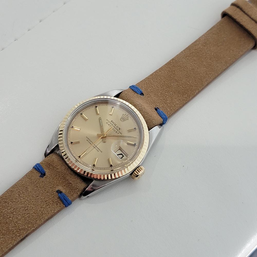 Mens Rolex Ref 1601 Oyster Datejust 18k Gold SS Automatic 1960s Vintage RA318 For Sale 3