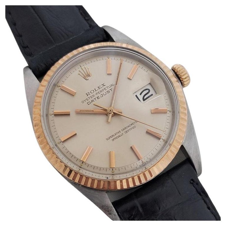 Mens Rolex Ref 1601 Oyster Datejust 18k Rose Gold SS Automatic 1960s RJC183B