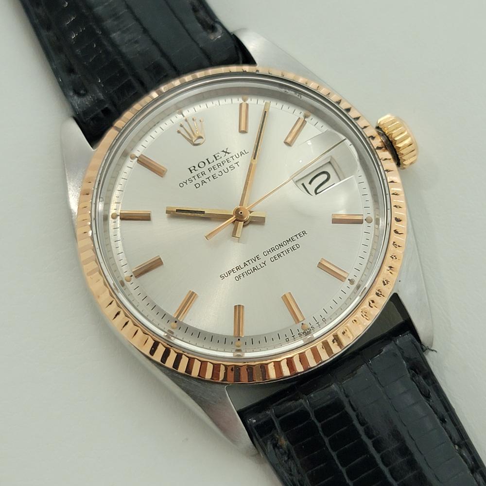Mens Rolex Ref 1601 Oyster Datejust 18k SS Automatic 1960s Vintage RJC159B In Excellent Condition In Beverly Hills, CA