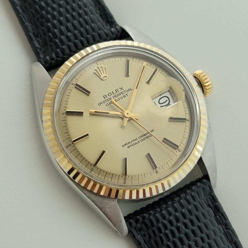 Mens Rolex Ref 1601 Oyster Datejust 18k SS Automatic 1970s Vintage RA170B In Excellent Condition For Sale In Beverly Hills, CA