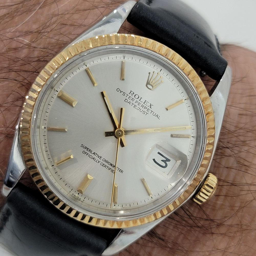 Mens Rolex Ref 1601 Oyster Datejust 18k SS Automatic 1970s Vintage RJC189B For Sale 9